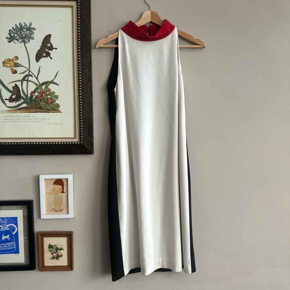 60s color block sheath dress with collar